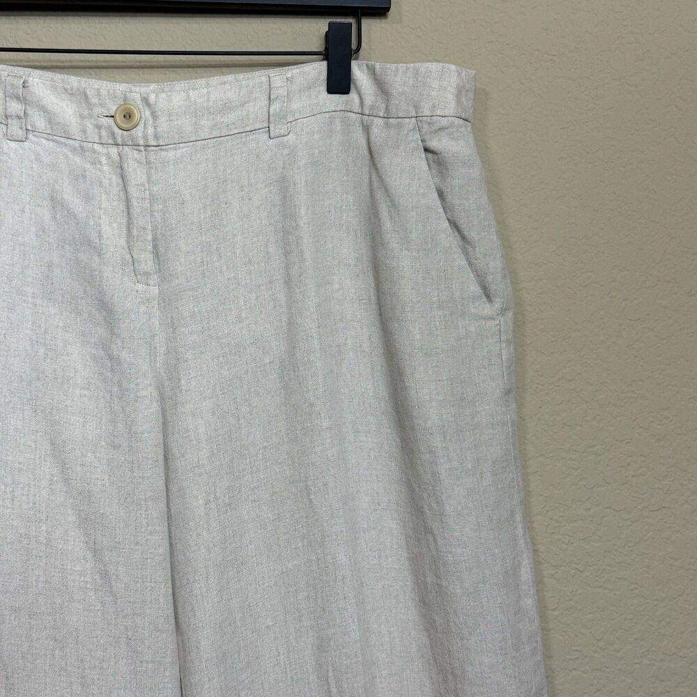 Eileen Fisher 100% Organic Linen Cream Wide Leg Trouser Pants Size L Lagenlook - Picture 6 of 12